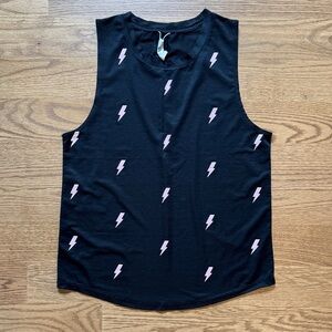 Spiritual Gangster Black Tank Top with Pink Lightning Bolts